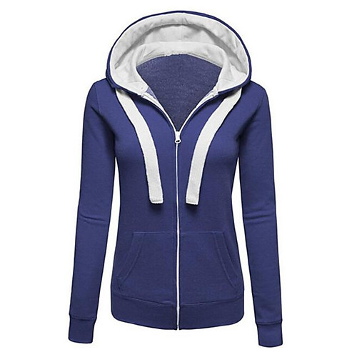 

Women's Zip Up Hoodie Sweatshirt Solid Colored Color Block Zip Up Daily Going out Streetwear Hoodies Sweatshirts Blue Red Green