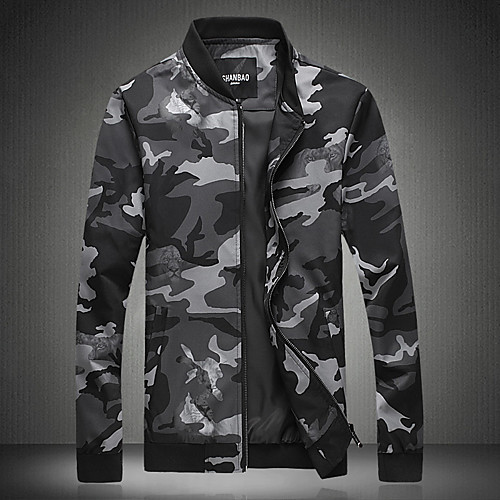 

Men's Camo / Camouflage Simple Fall Jacket Short Daily Long Sleeve Others Coat Tops Yellow