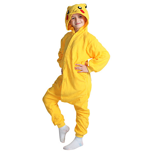 

Kid's Kigurumi Pajamas Pika Pika Onesie Pajamas Coral fleece Yellow Cosplay For Boys and Girls Animal Sleepwear Cartoon Festival / Holiday Costumes