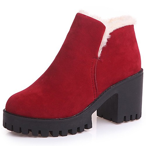 

Women's Boots Round Toe PU Booties / Ankle Boots Comfort Fall / Winter Burgundy / Black / Block Heel / EU39