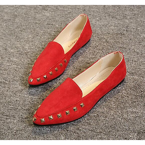 

Women's Flats Flat Heel Comfort Fabric PU Black Red Beige