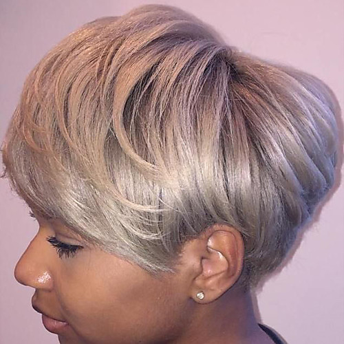 

Human Hair Blend Wig Short Straight Short Hairstyles 2020 Straight Short Side Part Machine Made Women's Natural Black #1B Silver Medium Auburn#30 8 inch