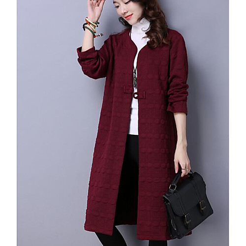 

Women's Coat Solid Colored Simple Fall Coat Long Daily Long Sleeve Acrylic Coat Tops Black