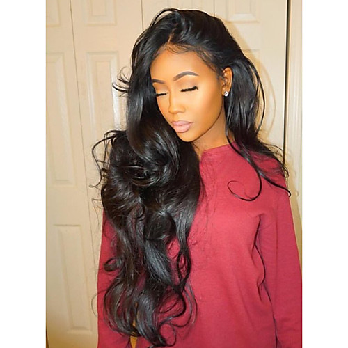 

Human Hair Lace Front Wig Middle Part style Brazilian Hair Wavy Body Wave Natural Wave Natural Black Wig 130% Density with Baby Hair Unprocessed Women's Short Medium Length Long Human Hair Lace Wig