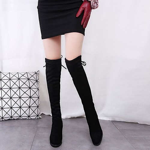 

Women's Boots Winter Chunky Heel Round Toe Comfort Fashion Boots PU Over The Knee Boots Black / EU39