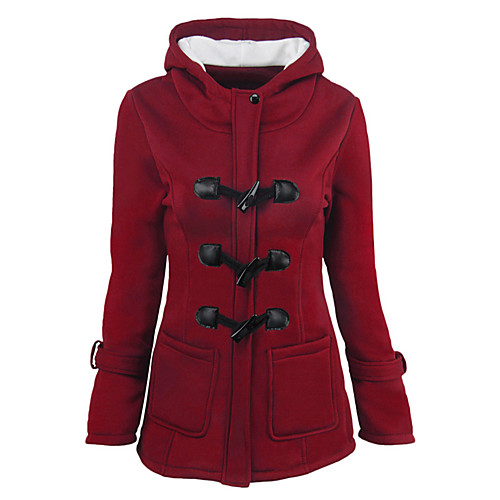

Women's Coat Solid Colored Streetwear Fall Coat Regular Daily Long Sleeve Polyester Coat Tops Black