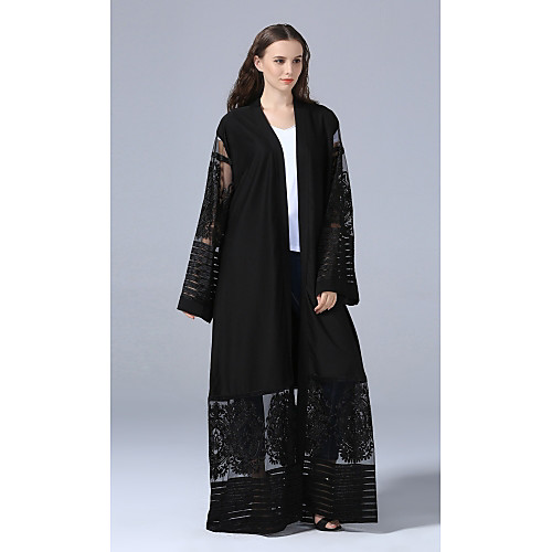 

Women's Shift Dress Maxi long Dress Black Long Sleeve Solid Colored Fall Round Neck Boho S M L XL