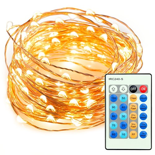 

ZDM 10m33ft 100 LEDs Dimmable with Remote Control Waterproof LED String Lights for DIY Bedroom Patio Garden Gate Yard Party Wedding witht EU US 12V 1A Power