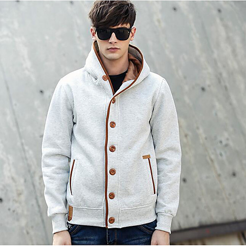 

Men's Hoodie Solid Colored Going out Active Hoodies Sweatshirts Long Sleeve Black Royal Blue Light gray / Spring / Fall