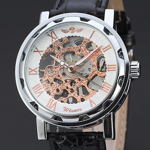 

WINNER Men's Skeleton Watch Wrist Watch Analog Mechanical manual-winding Elegant Hollow Engraving / Stainless Steel / Leather