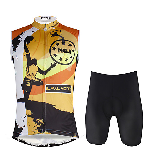 

ILPALADINO Men's Sleeveless Cycling Jersey with Shorts Black / Orange Bike Vest / Gilet Padded Shorts / Chamois Clothing Suit 3D Pad Quick Dry Sports Lycra Painting Mountain Bike MTB Road Bike Cycling
