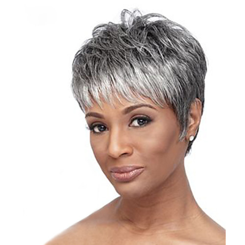 

Human Hair Capless Wigs Human Hair Natural Wave Short Hairstyles 2019 Halle Berry Hairstyles Highlighted / Balayage Hair / Dark Roots Short Machine Made Wig Women's