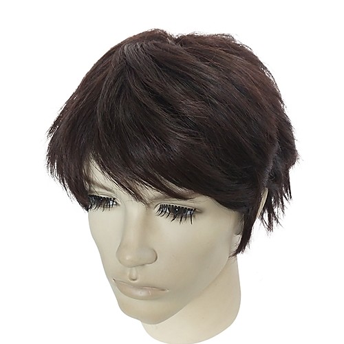 

Synthetic Wig kinky Straight kinky straight Asymmetrical Wig Short Ash Brown#8 Synthetic Hair Men's Natural Hairline Brown