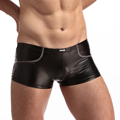 

Men's 1 Piece Super Sexy Boxer Briefs Solid Colored Black M L XL