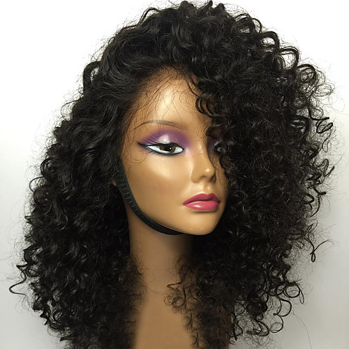 

Human Hair Glueless Lace Front Lace Front Wig Bob Layered Haircut With Bangs style Brazilian Hair Kinky Curly Wig 130% Density with Baby Hair Natural Hairline Unprocessed Women's Medium Length Human