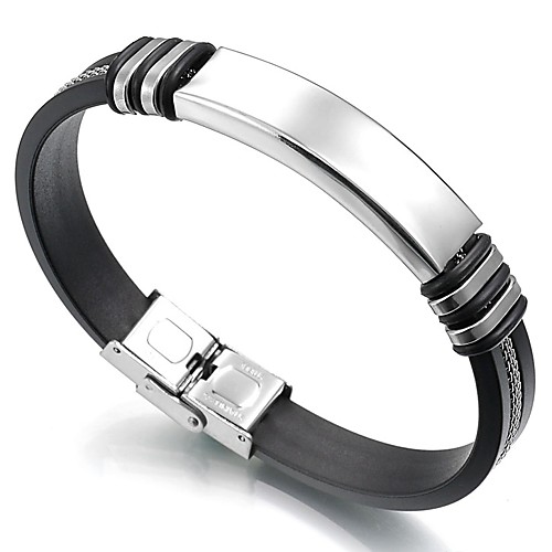

Men's Leather Bracelet Link Bracelet Button Leather Bracelet Jewelry Silver For Daily / Steel Stainless