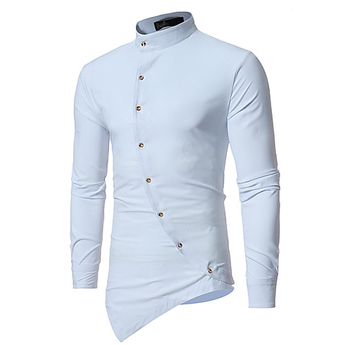 

Men's Shirt Solid Colored Vintage Long Sleeve Wedding Tops Cotton Chinoiserie White Black Red