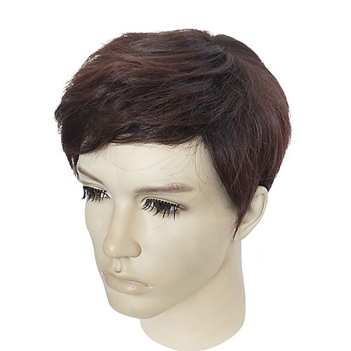 

Synthetic Wig kinky Straight kinky straight Wig Short Brown Synthetic Hair Men's Brown