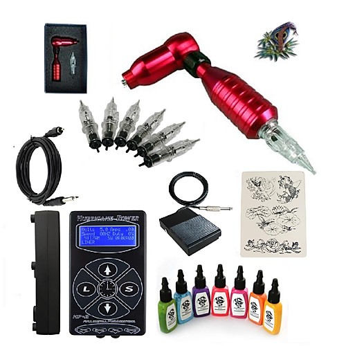 

Tattoo Machine Starter Kit - 1 pcs Tattoo Machines with 7 x 15 ml tattoo inks, Professional LED power supply 1 rotary machine liner &