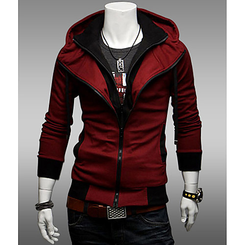 

Men's Hoodie Solid Colored Hooded Active Long Sleeve Slim Wine Black Dark Gray M L XL XXL XXXL XXXXL