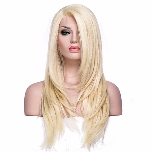 

Synthetic Lace Front Wig Straight Straight L Part Wig Blonde Medium Length Light golden Synthetic Hair Women's Blonde EEWigs