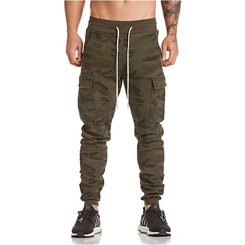 

Men's Active / Basic / Military Plus Size Sports Weekend Slim wfh Sweatpants / Cargo Pants - Camo / Camouflage Black Army Green Khaki XL XXL XXXL