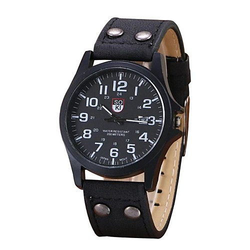 

Men's Sport Watch Leather Black / Blue / Brown Chronograph Analog Casual Fashion Elegant Christmas - Green Khaki Black / White One Year Battery Life / Stainless Steel