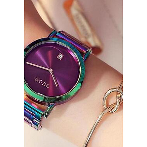 

Women's Wrist Watch Quartz Stainless Steel Blue / Green / Fuchsia Water Resistant / Waterproof Calendar / date / day Chronograph Analog Ladies Luxury Casual Fashion Colorful - Black White Purple Two