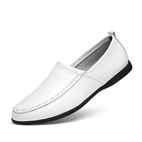 

Men's Loafers & Slip-Ons Driving Shoes Casual Leather Dark Brown White Black Spring Summer / EU40