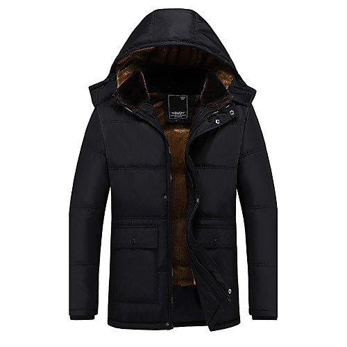 

Men's Padded Parka Daily Streetwear Boho Plus Size Solid Colored Cotton Polyester Long Sleeve Black M / L / XL