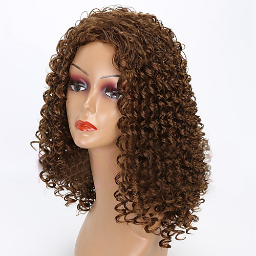 

Synthetic Wig Curly Curly Wig Medium Length Brown Synthetic Hair Women's African American Wig Brown