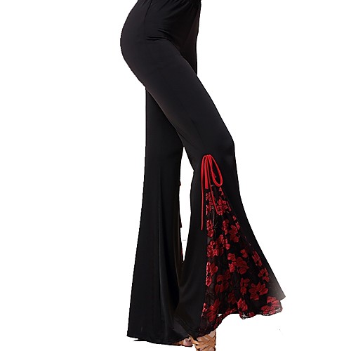 

Ballroom Dance Pants Lace Bandage Women's Performance High Ice Silk
