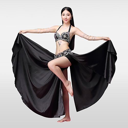 

Belly Dance Skirts Beading Split Crystals / Rhinestones Women's Performance Satin Cotton Polyester