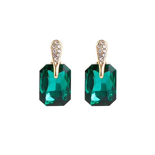 

Women's Crystal Stud Earrings Solitaire Ladies Basic Crystal Earrings Jewelry Black / Green For Gift Daily