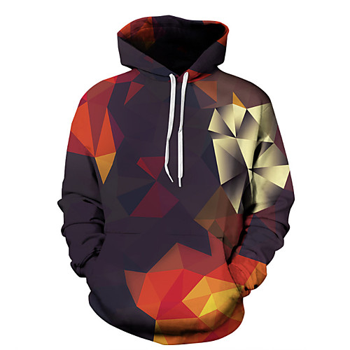 

Men's Hoodie Color Block Printing Print Hooded Daily Going out Weekend Active Chinoiserie Hoodies Sweatshirts Long Sleeve Loose Red / Fall / Winter