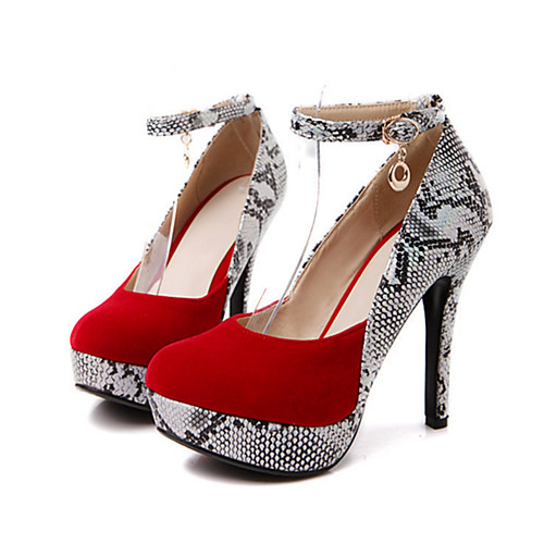

Women's Heels Pointed Toe Comfort Novelty Wedding Party & Evening Suede Buckle Animal Print Black Red