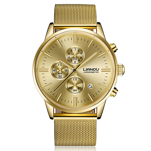 

Men's Wrist Watch Analog Quartz Luxury Calendar / date / day Chronograph / One Year / Stainless Steel / Stainless Steel