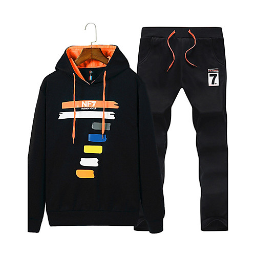 

Men's Set Number Print Daily Sports Hoodies Sweatshirts Long Sleeve Black Blue Gray
