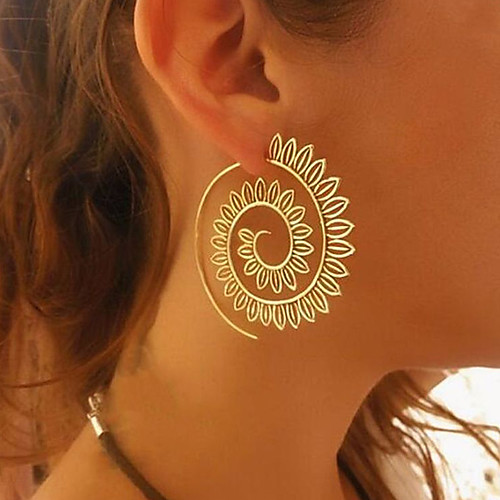 

Women's Drop Earrings Hoop Earrings Wave Twist Circle Statement Ladies Vintage European Ethnic Fashion Earrings Jewelry Gold / Silver For Evening Party Carnival