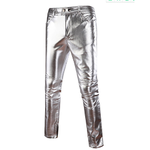 

Men's Street chic Punk & Gothic Exaggerated Daily Slim Chinos Pants - Solid Colored Spring Fall Black Gold Silver M / L / XL