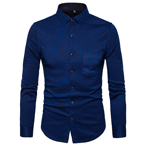 

Men's Shirt Print Long Sleeve Daily Tops Streetwear Blue Wine