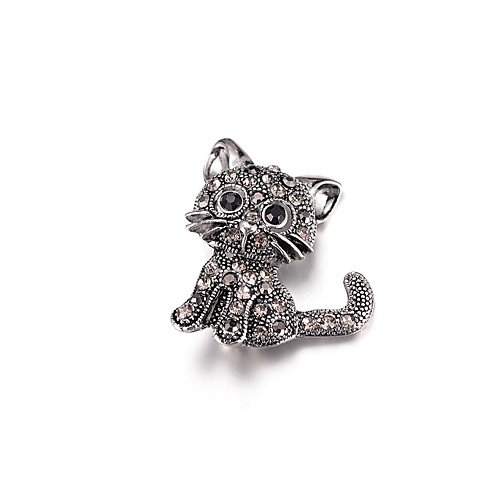 

Women's Brooches Cat Animal Cartoon Imitation Diamond Brooch Jewelry Silver For Daily