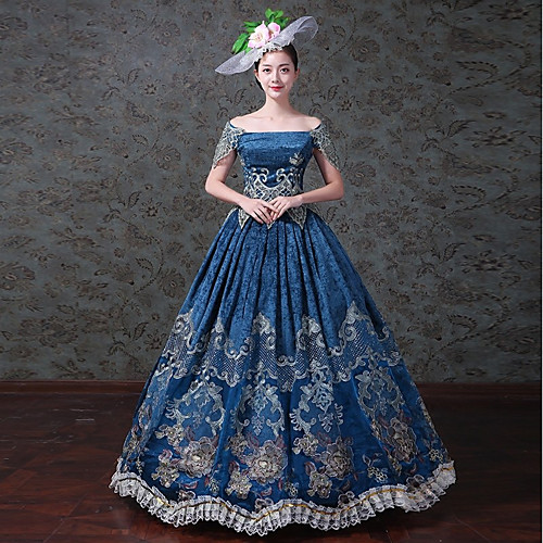 

Vintage Rococo Victorian 18th Century Dress Party Costume Masquerade Women's Tulle Lace Costume Blue Vintage Cosplay Floor Length