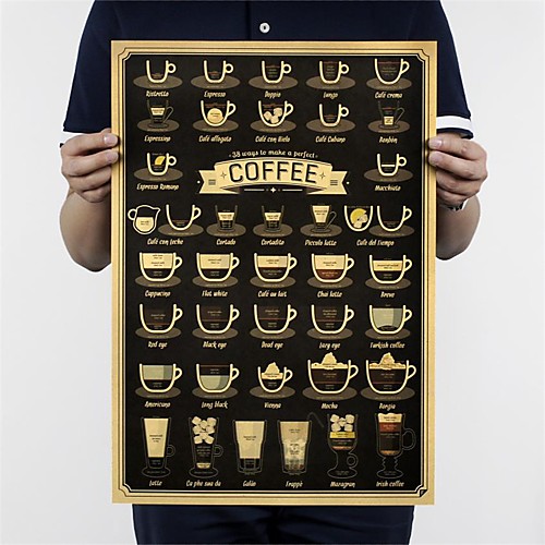 

Coffee Cup Daquan Bars Kitchen Drawing Poster Adornment Vintage Poster Retro Wall Sticker