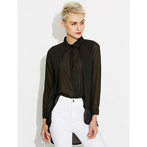 

Women's Shirt Solid Colored Print Long Sleeve Work Tops Streetwear White Black Yellow