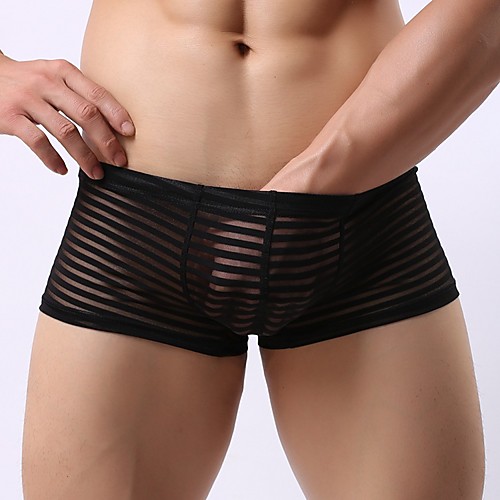 

Men's 1 Piece Super Sexy Boxer Briefs Striped Black Blue Red M L XL