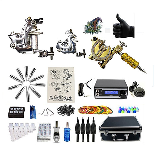 

BaseKey Professional Tattoo Kit Tattoo Machine - 3 pcs Tattoo Machines, Professional Alloy 20 W LCD power supply 2 steel machine liner & shader / 1 alloy machine liner & shader / Case Included