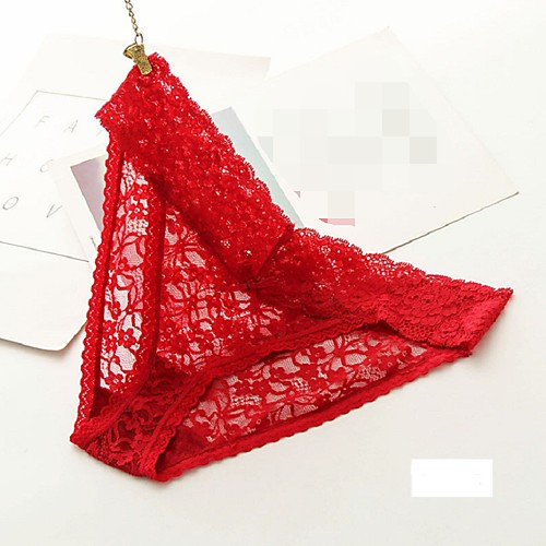 

Women's Lace Sexy Ultra Sexy Panty Lace Mid Waist White Black Red S M L