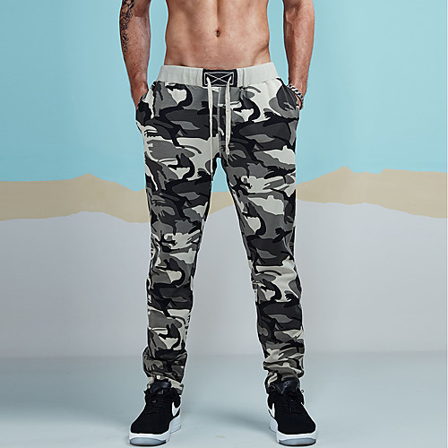 

Hiking Pants Men's Active / Basic / Military Sports Casual / Daily wfh Sweatpants Pants - Camo / Camouflage Ruched Gray L XL XXL