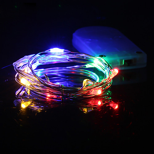 

HKV 1m String Lights 10 LEDs 1pc Warm White Cold White Red Christmas Wedding Decoration <5 V / IP65